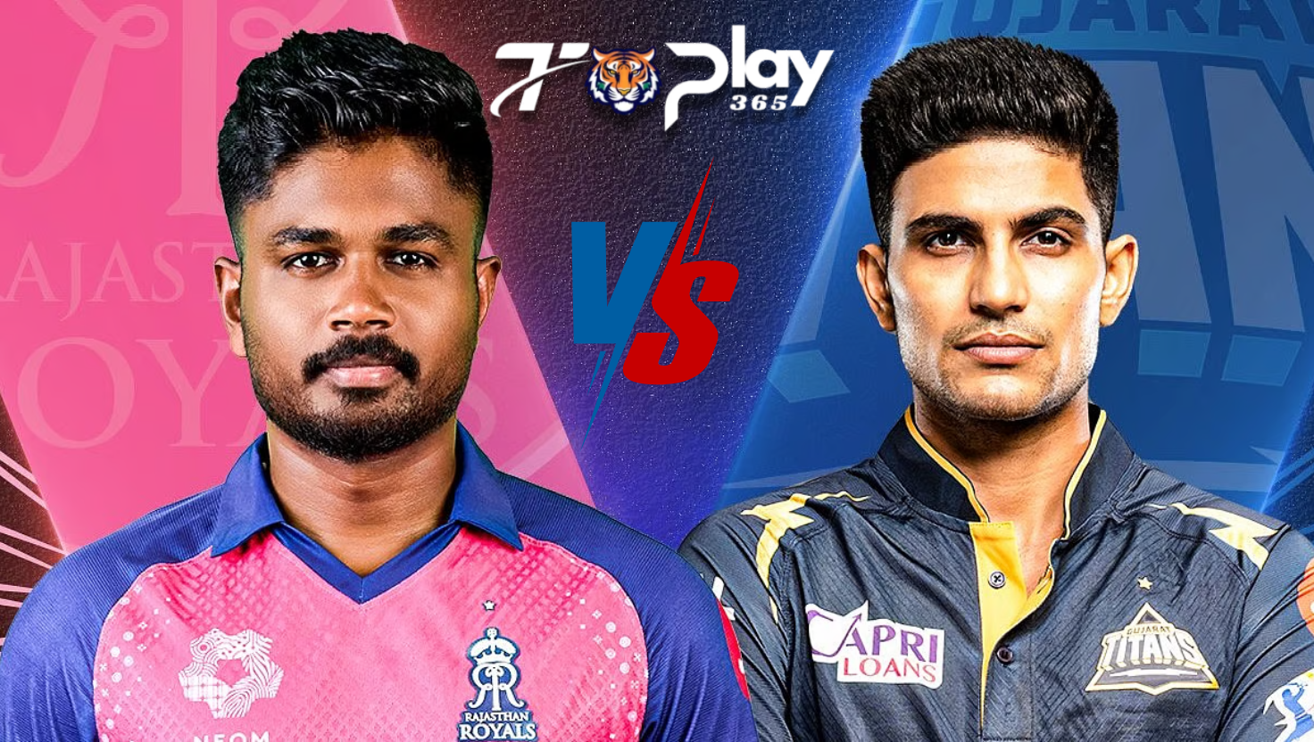 Tiger Book ID IPL 2025 Match Preview featuring Rajasthan Royals’ Sanju Samson and Gujarat Titans’ Shubman Gill ahead of the RR vs GT clash, brought to you by TigerPlay365.